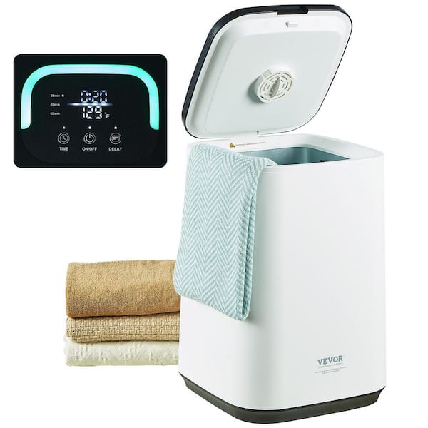 Towel Warmer 20 L, Towel Warmer Bucket with Timer Electric Plug-In in White, Child Lock, LED Screen and U-Shaped Light