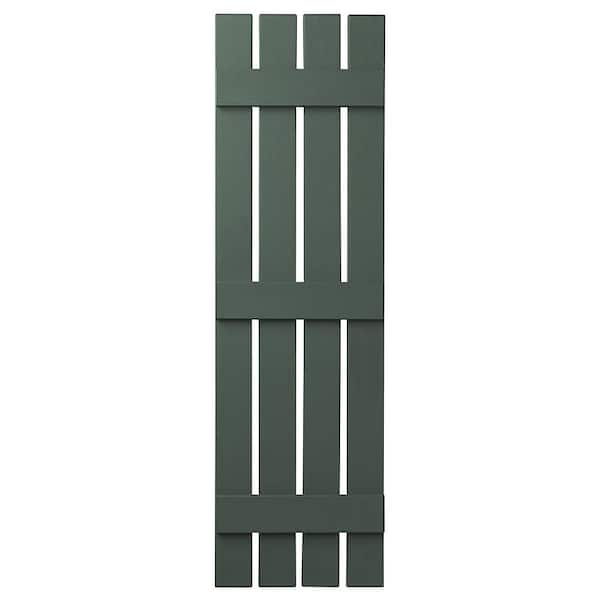 Ply Gem 16 in. x 59 in. Polypropylene Plastic 4-Board Open Board and Batten Shutters Pair in Green