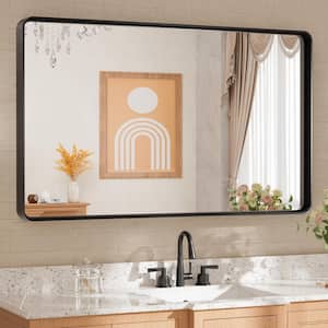 40 in. W x 24 in. H Rectangular Aluminum Framed Wall Mount Bathroom Vanity Mirror in Black