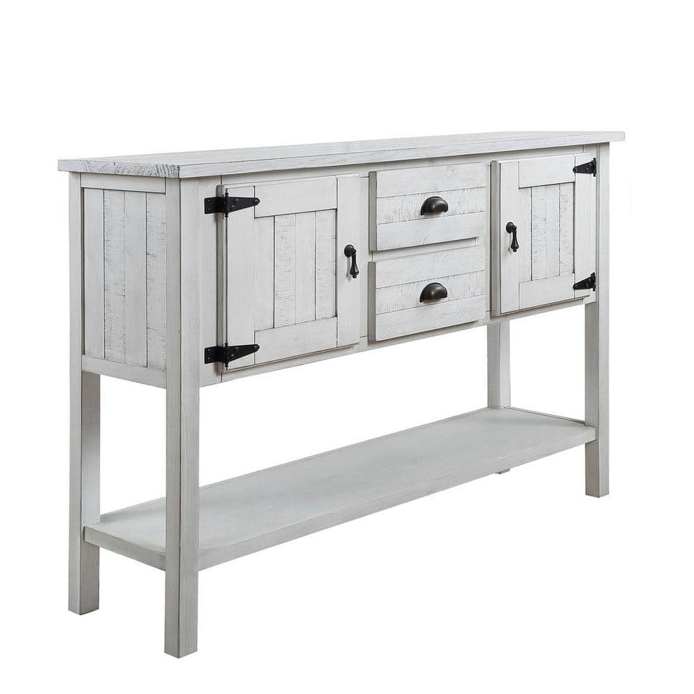 48.03 in. W x 13.87 in. D x 33.07 in. H Antique White Linen Cabinet Console