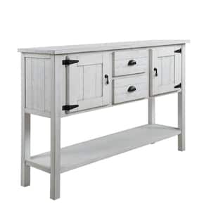 48.03 in. W x 13.87 in. D x 33.07 in. H Antique White Linen Cabinet Console Table with 2-Drawers and Bottom Shelf