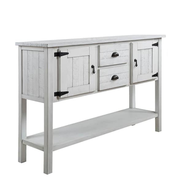 Unbranded 48.03 in. W x 13.87 in. D x 33.07 in. H Antique White Linen Cabinet Console Table with 2-Drawers and Bottom Shelf