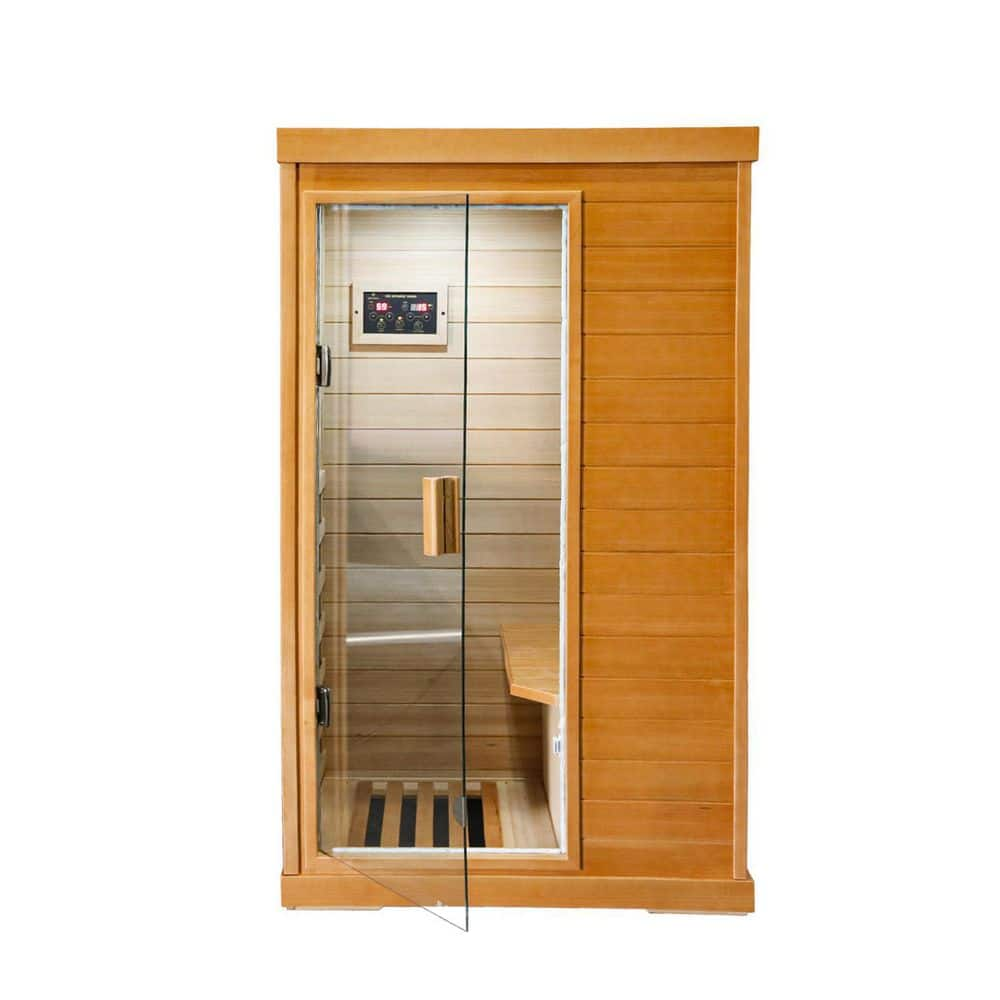 1-Person Occupancy Indoor Hemlock Wood Far Infrared Sauna Room with Dual Audio Bluetooth, Graphene -  Aoibox, SNMX4029