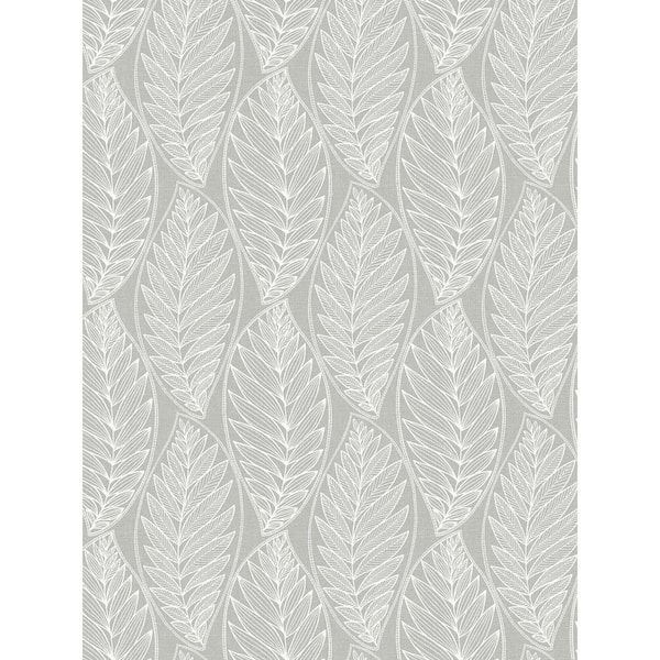 Seabrook Designs 60.75 sq. ft. Harbor Grey Kira Leaf Husk Nonwoven Paper Unpasted Wallpaper Roll