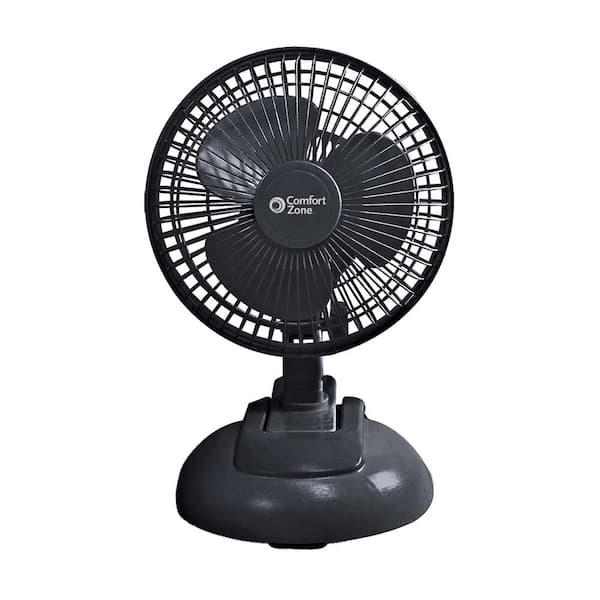 Comfort Zone 6 in. Black Combo Desk and Clip Fan with Adjustable Tilt