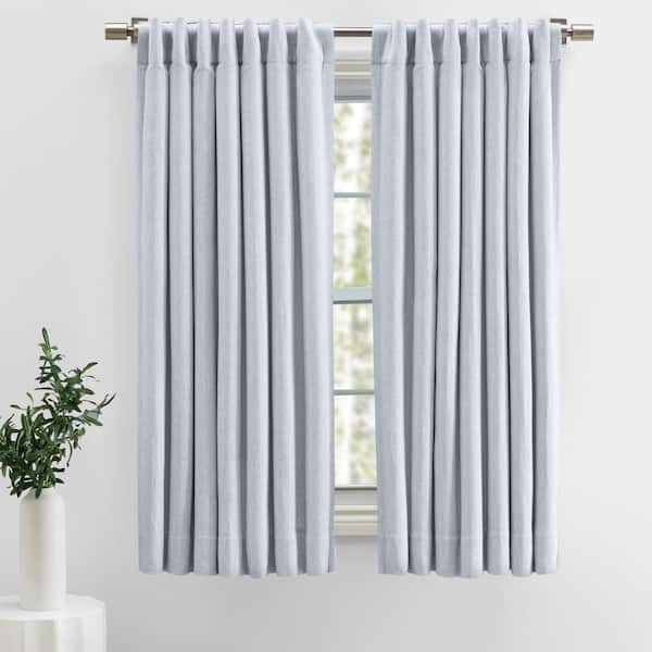 RICARDO Herringbone Grey Solid 48 in. W x 45 in. Room Darkening Single Panel Rod Pocket Curtain