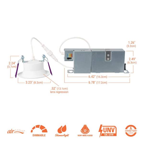 LCR2 2 in. Soft White Selectable CCT Integrated LED Recessed Light  White Trim Retrofit Module Dimmable