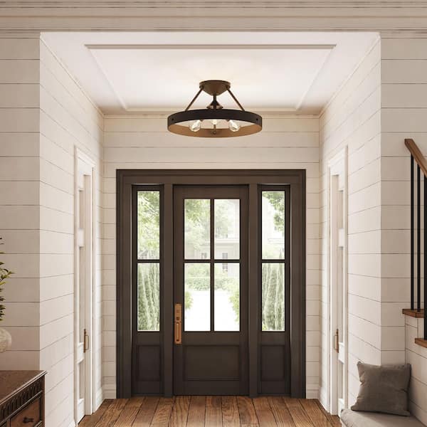 Progress Lighting Avec 15 in. 3-Light Matte Black Contemporary Flush Mount Light