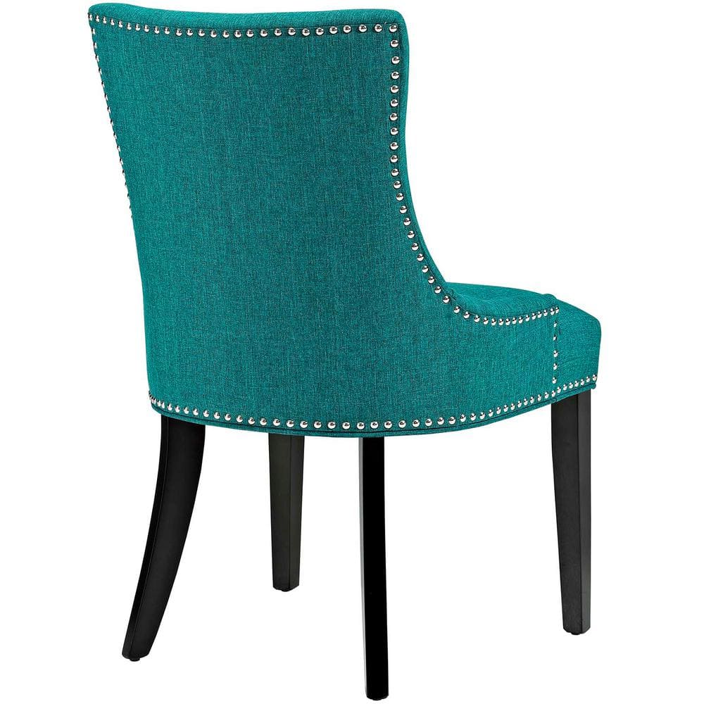 Teal Upholstered Side Chair with Wood Legs