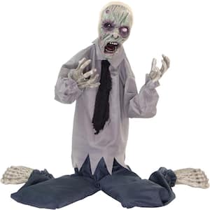 William the Animated Tattered Zombie Man, Indoor or Covered Outdoor Halloween Decoration, Battery Operated