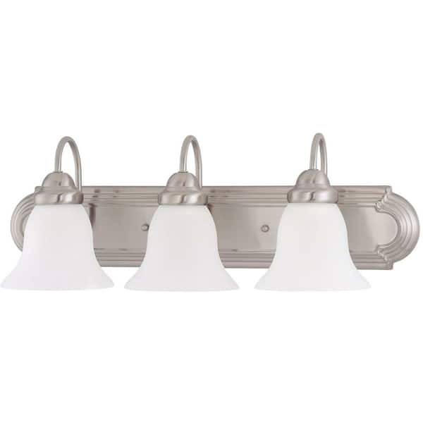 SATCO 3-Light Brushed Nickel Vanity Light with Frosted White Glass