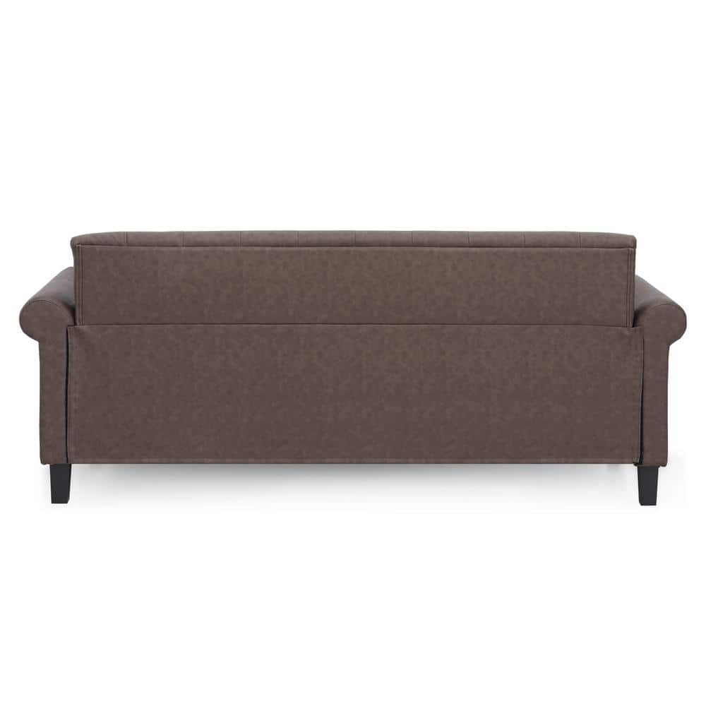 Vintage Chesterfield Tufted 3-Seater Sofa in Brown Faux Leather