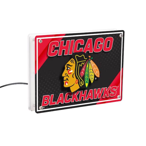 Evergreen Chicago Blackhawks NHL Black Rectangle Desklite LED Decor