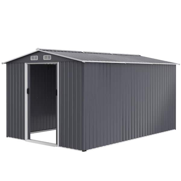 12 ft. W x 8 ft. D Metal Shed with Vents (96 sq. ft. ) for Backyard Patio Lawn to Store Bikes, Tools, Lawnmowers Grey