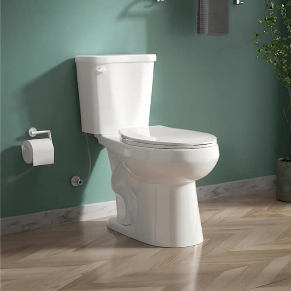 ADA Round 1.28 GPF Single Flush Toilet 17 in Comfort Height 2-Piece Toilet in White with Seat Included High Efficiency