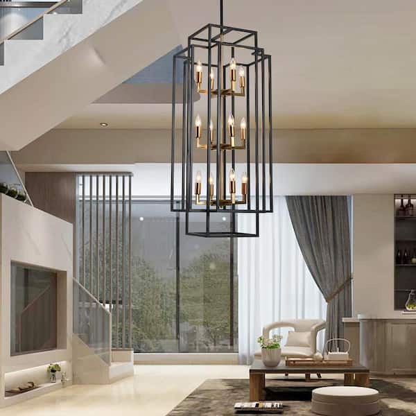 Hanging chandelier living room crystal ceiling pendant lamp textile black gold 