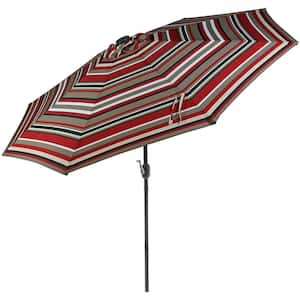 9 ft. Aluminum Market Solar Tilt Patio Umbrella in Awning Stripe