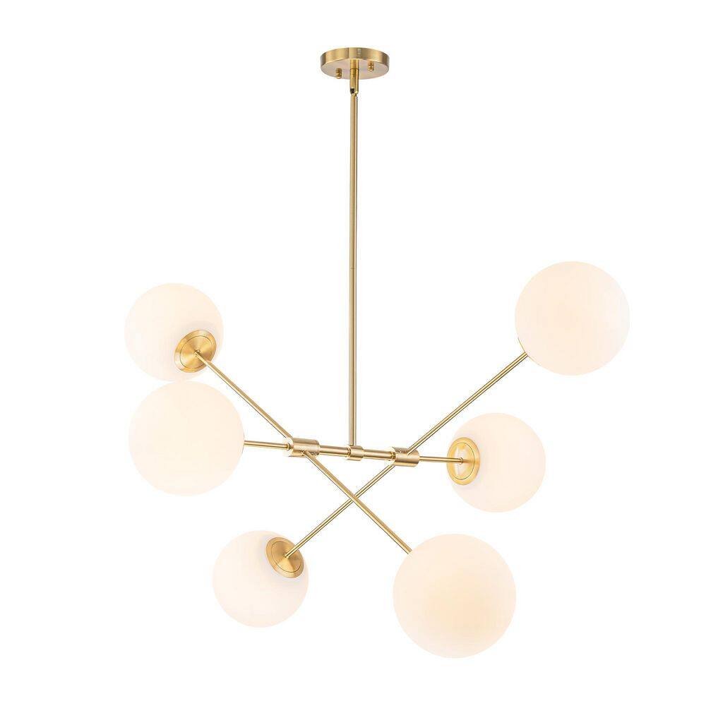Mcdade 41.3 in. W 6-Light Brass Sputnik Chandelier with Opal Glass Globes price history on PriceWatchPro