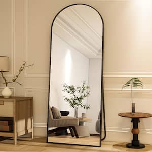 26 in. W x 71 in. H Arched Black Aluminum Alloy Framed Full Length Mirror Standing Floor Mirror
