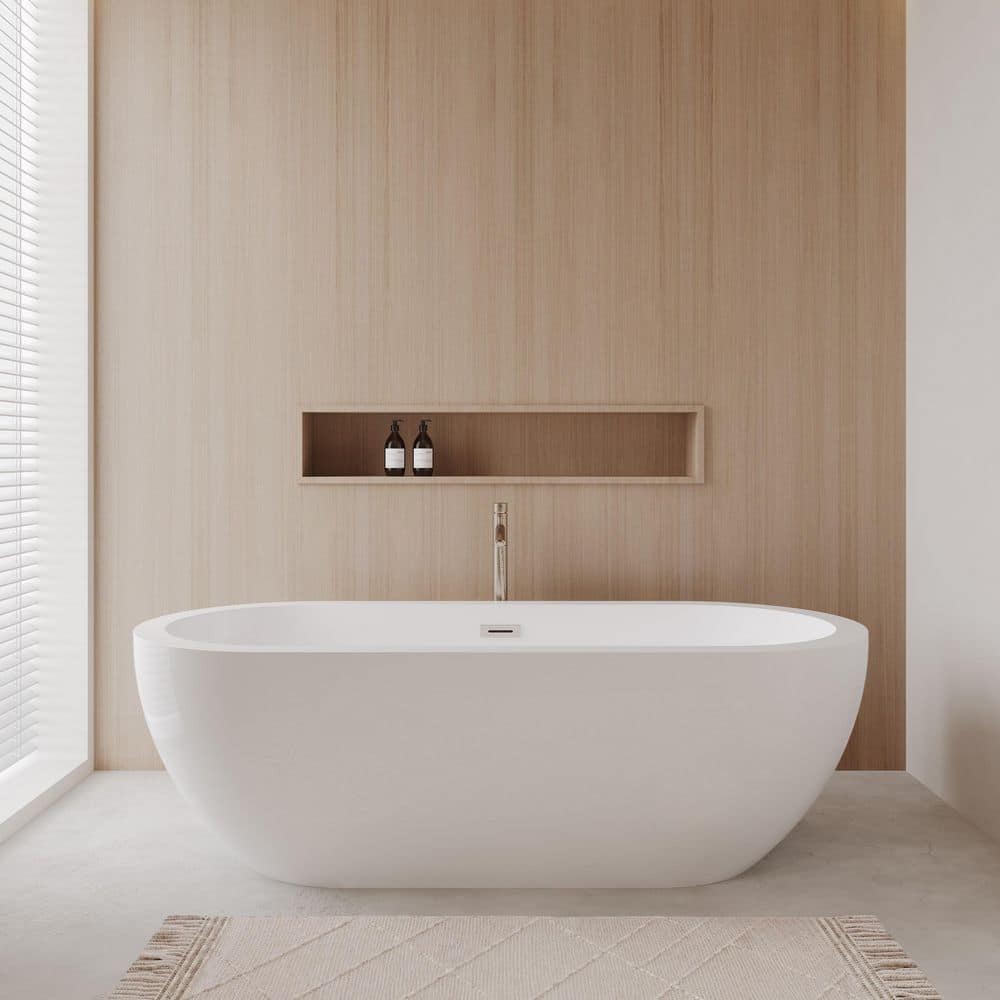 Soho 71.5 in. Acrylic Flatbottom Center Drain Soaking Tub in White with Brushed Nickel Floor Mounted Faucet price history on PriceWatchPro