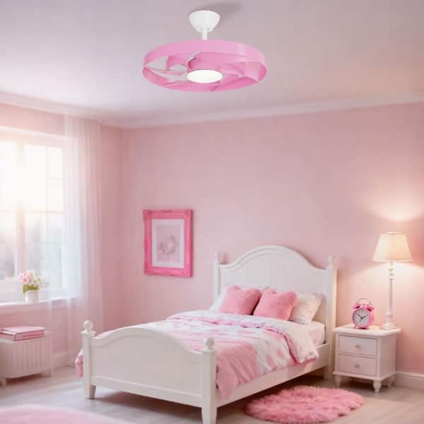 Breezism Twinkle 22 in. Indoor White Ceiling Fan with Pink Blade