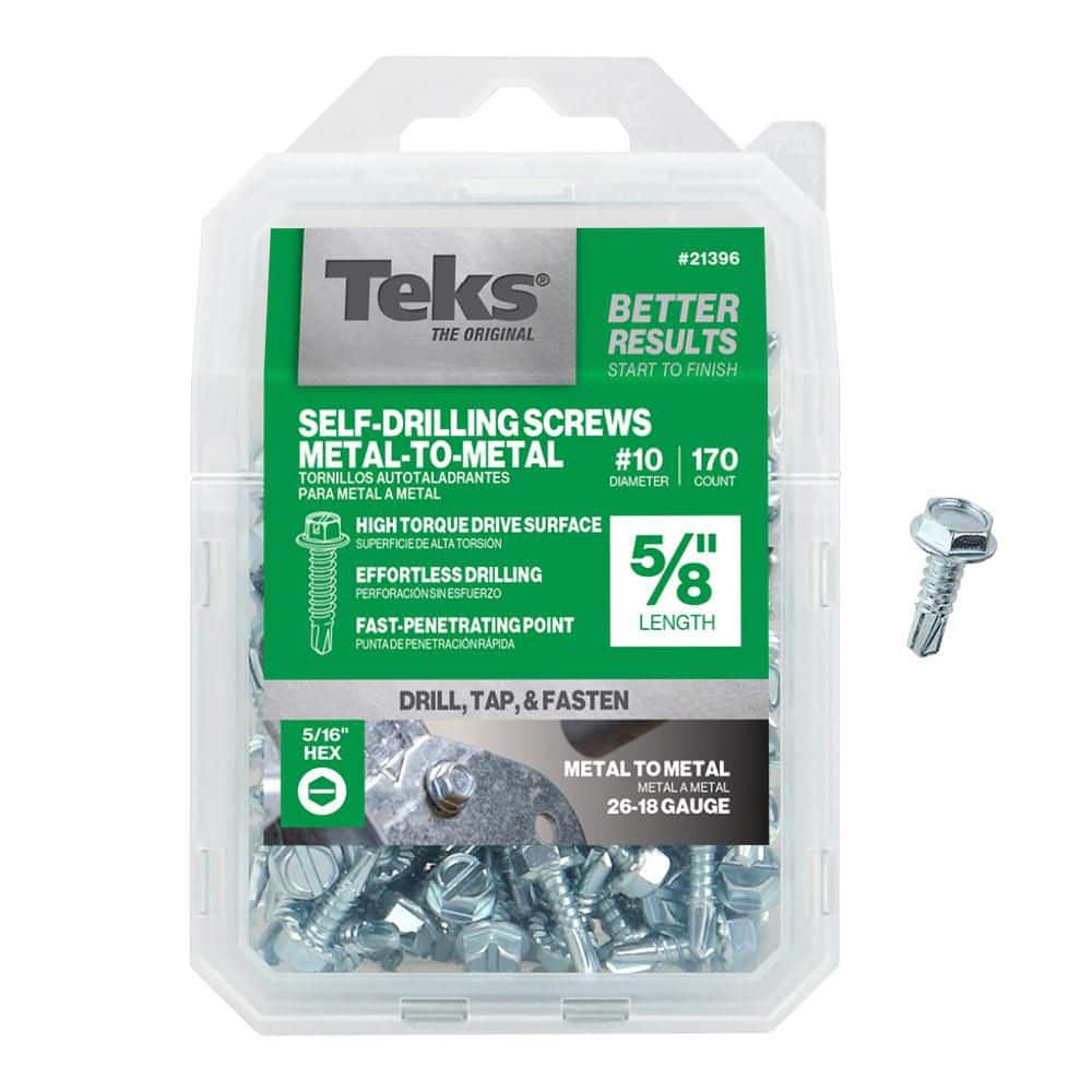 Teks #10-16 x 5/8 in. Slot Hex Hi-Hat Serrated Drill Point Screw