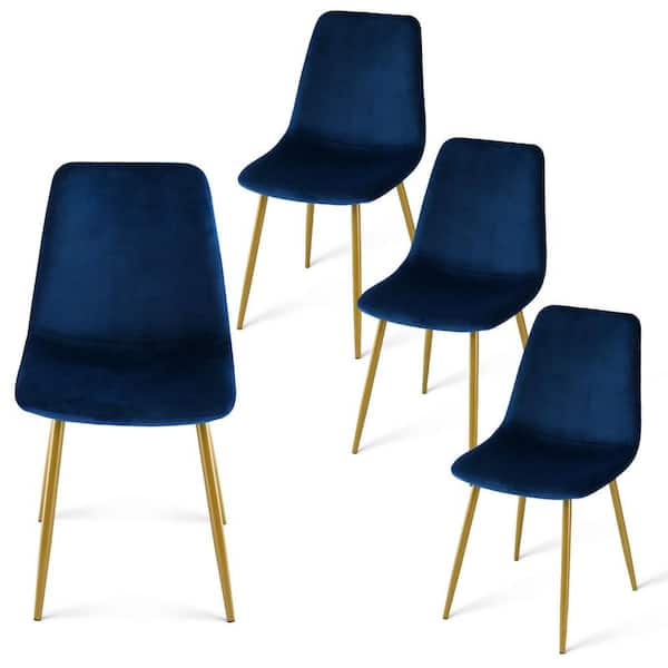 LAOTIES Velvet Blue Upholstered Dining Side Chair (Set of 4)