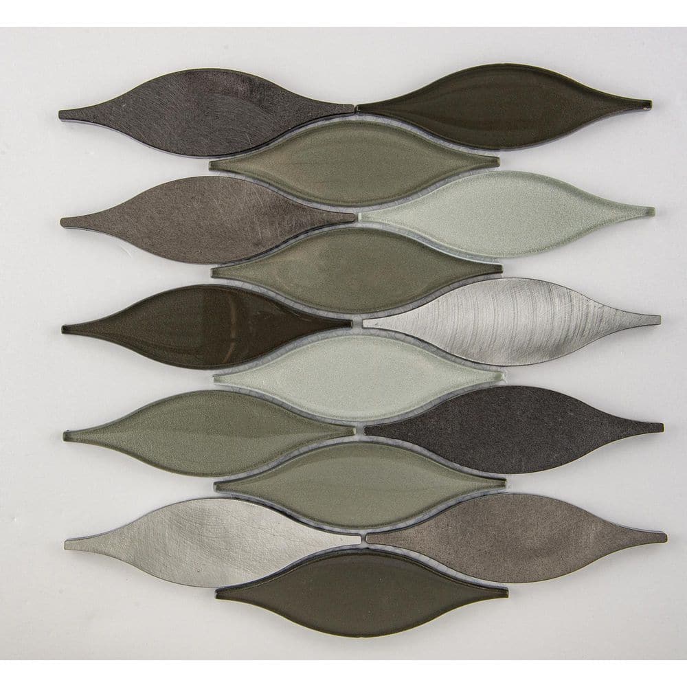 Tipper Black and Silver Glossy Arabesque Mosaic Wall Tile