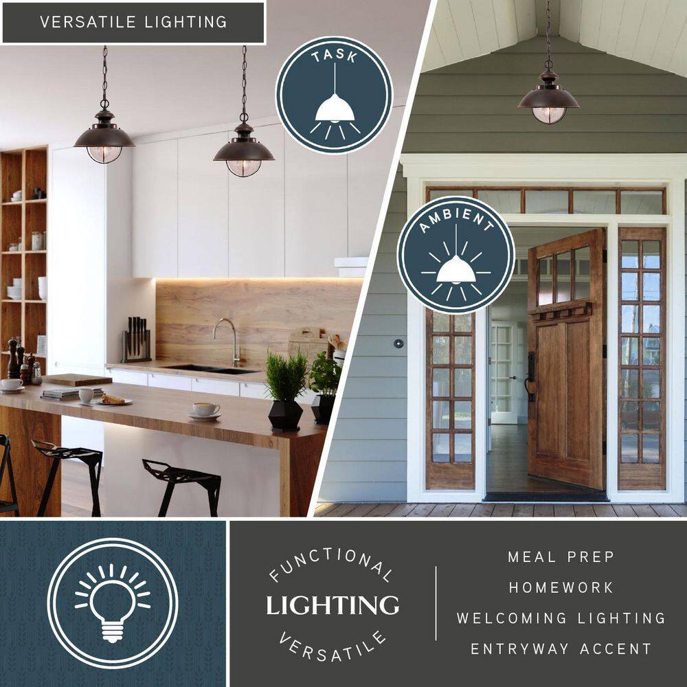 Harwich Burnished Bronze 10" Outdoor Pendant Light with Seeded Glass