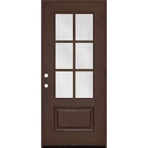 Regency 32 in. x 80 in. 3/4-6 Lite Clear Glass LHOS Hickory Stain Fiberglass Prehung Front Door