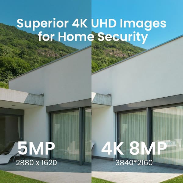 4K UHD 16-Channel (Up to 32CH) POE 4TB NVR Smart Security Camera System with 8Pcs 8MP Wired Outdoor Cameras