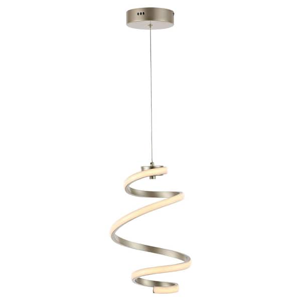 Whirl 11 in. 1-Light Silver Modern Minimalist Aluminum/Iron Abstract Integrated LED Pendant Light