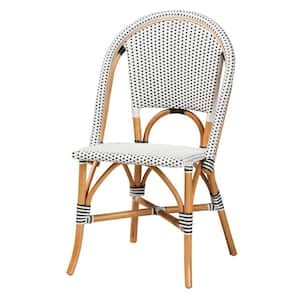 Genica Black and White Weaving Natural Rattan Dining Chair