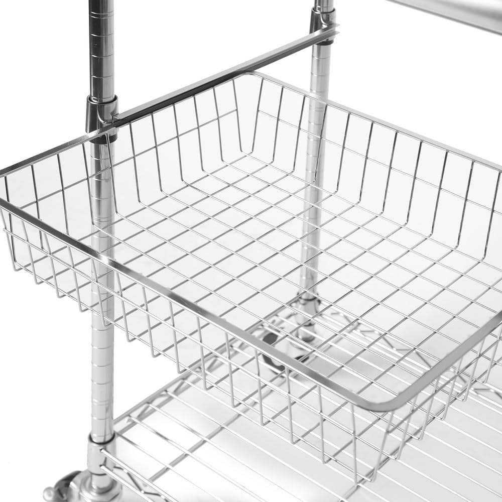 Stainless Steel Rectangular Kitchen Cart with Storage