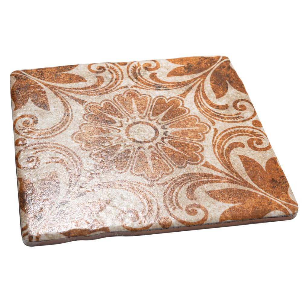 8x8 Matte Tawny and Ochre Ceramic Floor and Wall Tile