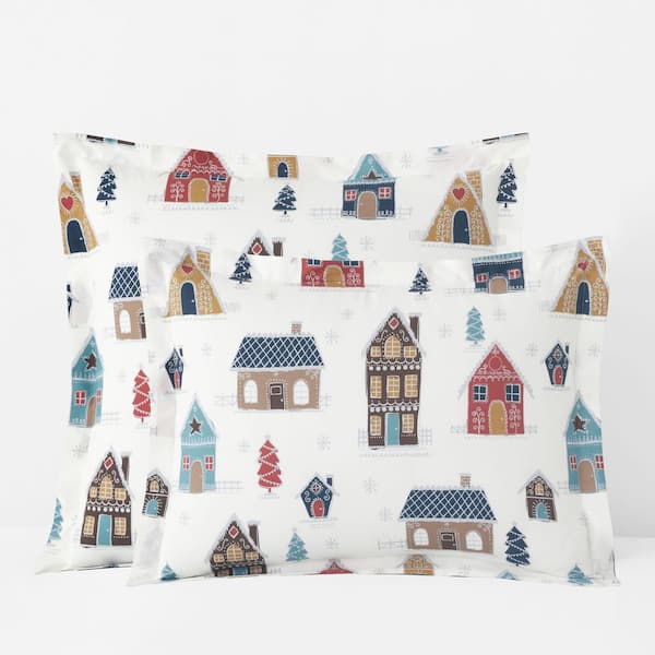 Company Cotton Gingerbread Houses White Multi Cotton Percale Sham