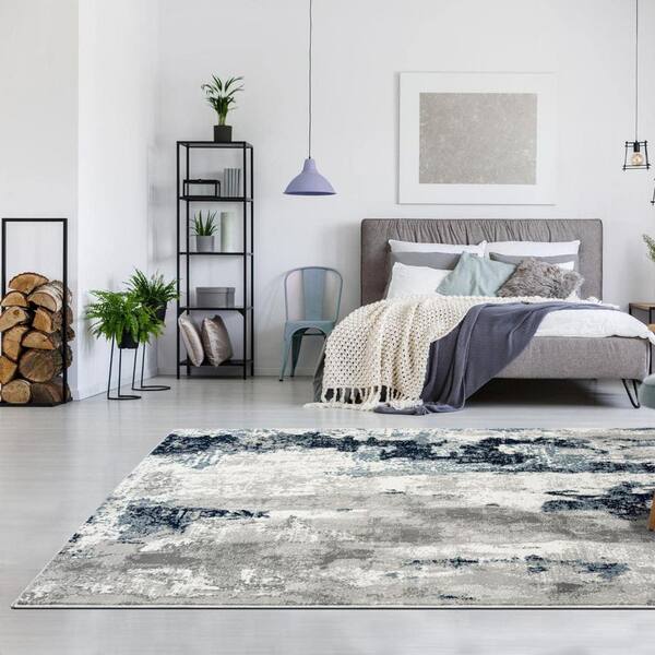 Blue 5 ft. x 7 ft. Abstract Indoor/Outdoor Polypropylene Area Rug