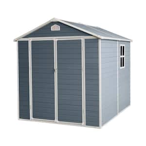 8 ft. x 6 ft. Plastic Outdoor Storage Shed 48 sq. ft. in Grey with Kit-Perfect to Store Patio Furniture