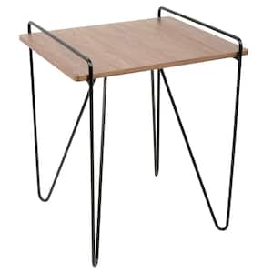 Loft Walnut and Black End Table with Metal Hairpin Legs