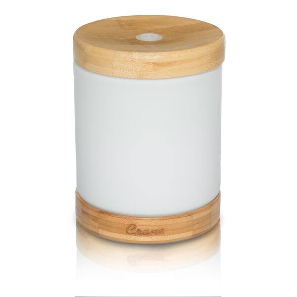 Crane 3 oz. Aromatherapy Diffuser Humidifier with Bamboo & Frosted Glass - 12 Hour Run Time
