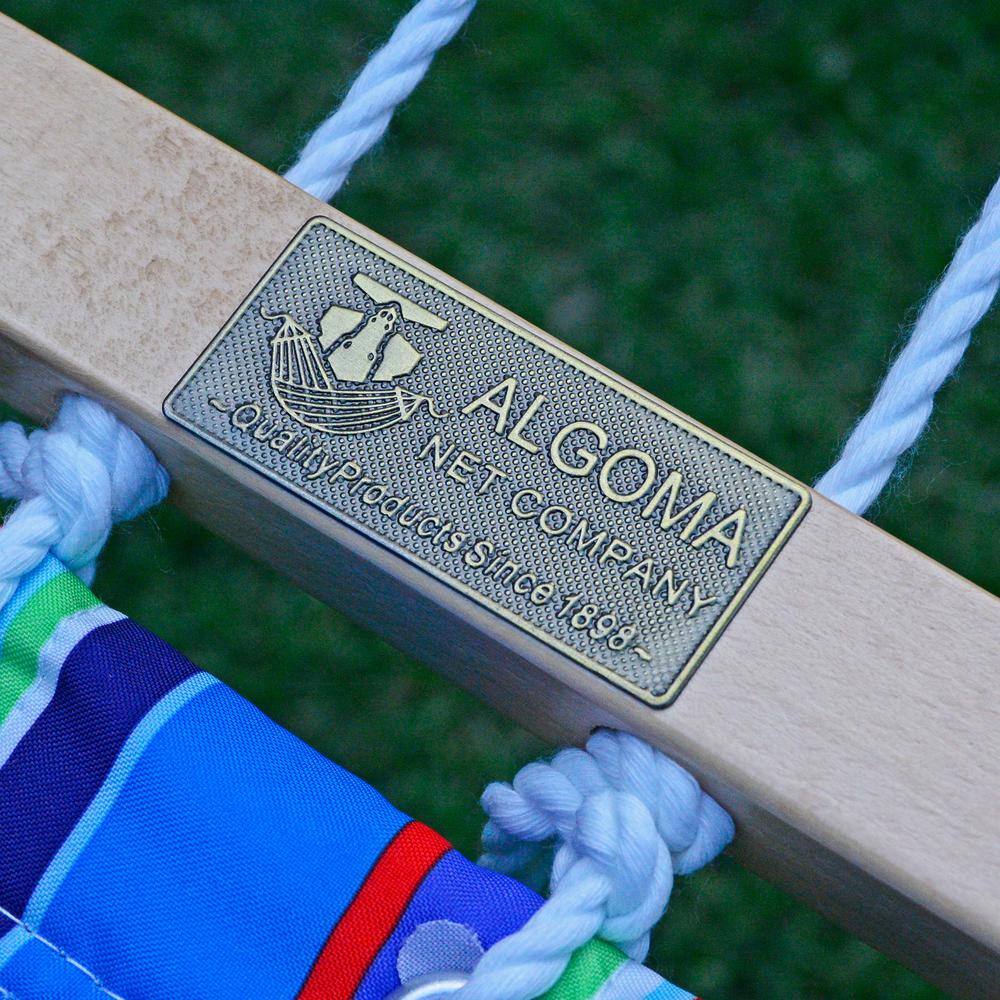 13' Blue and Green Striped Quilted Hammock with Pillow
