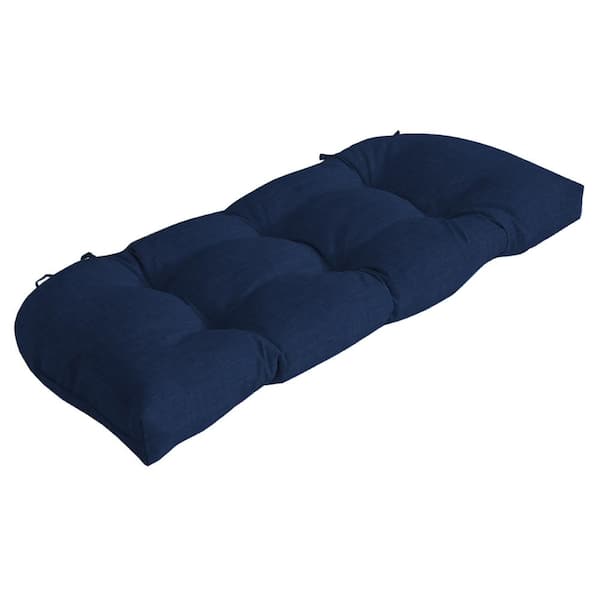 ARDEN 41.5 in. x 18 in. Sapphire Blue Leala Contoured Tufted Outdoor Bench Cushion