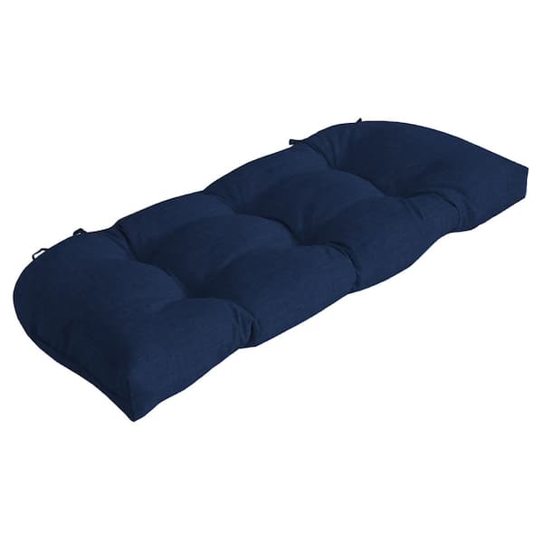 ARDEN SELECTIONS 41.5 in. x 18 in. Sapphire Blue Leala Contoured Tufted Outdoor Bench Cushion