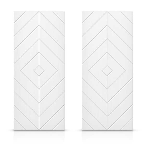 CALHOME 84 in. x 96 in. Hollow Core White Painted Composite MDF Interior Double Closet Sliding Doors