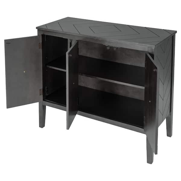wetiny Accent Storage Cabinet Wooden Cabinet with Adjustable Shelf, Antique Gray Modern Sideboard for Entryway, Living Room