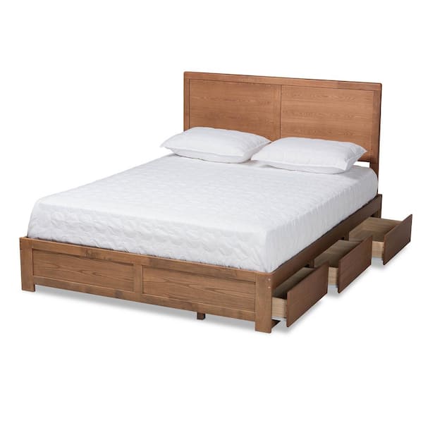 Baxton Studio Aras Ash Walnut Queen Platform Storage Bed