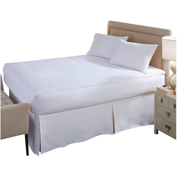 Soft Heat Low-voltage Twin Micro-Plush White Electric Heated Mattress Pad