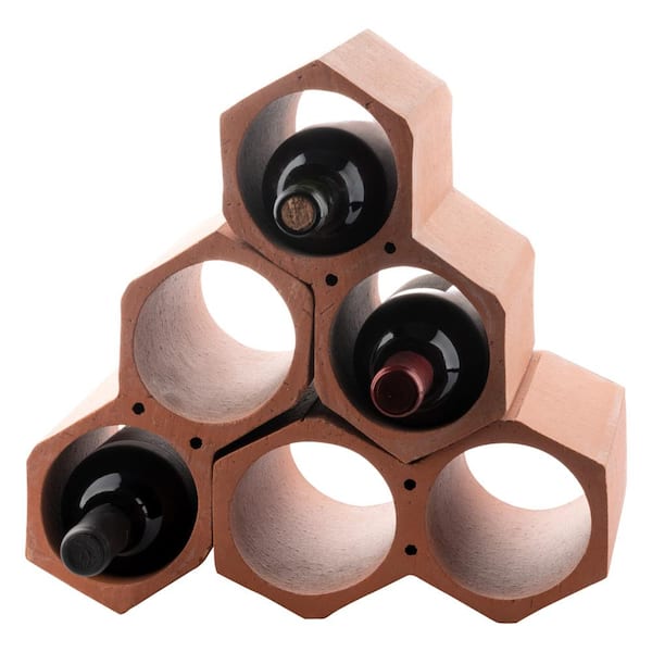 Merola Tile Botellero 4-3/4 in. x 9-1/4 in. 2-Bottle Terra Cotta Unglazed Ceramic Stackable Floor Wine Rack (24 pcs/15.12 sqft/plt)