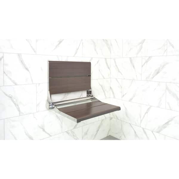 INVISIA SerenaSeat Pro 18 in. Folding Medium Bamboo Shower Seat, ADA Compliant, Support Up to 500 lbs. in Chrome