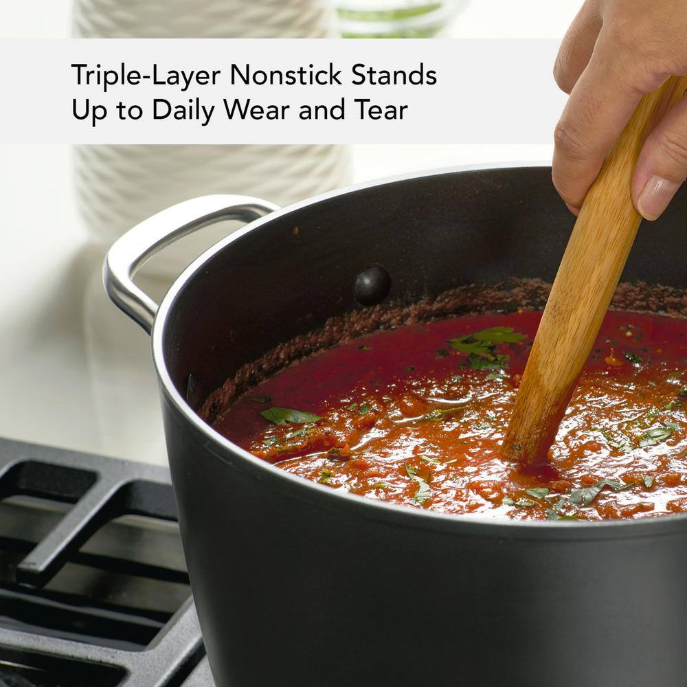 8-Quart, Matte Black Hard-Anodized Induction Nonstick Stockpot with Lid - thumbnail 7